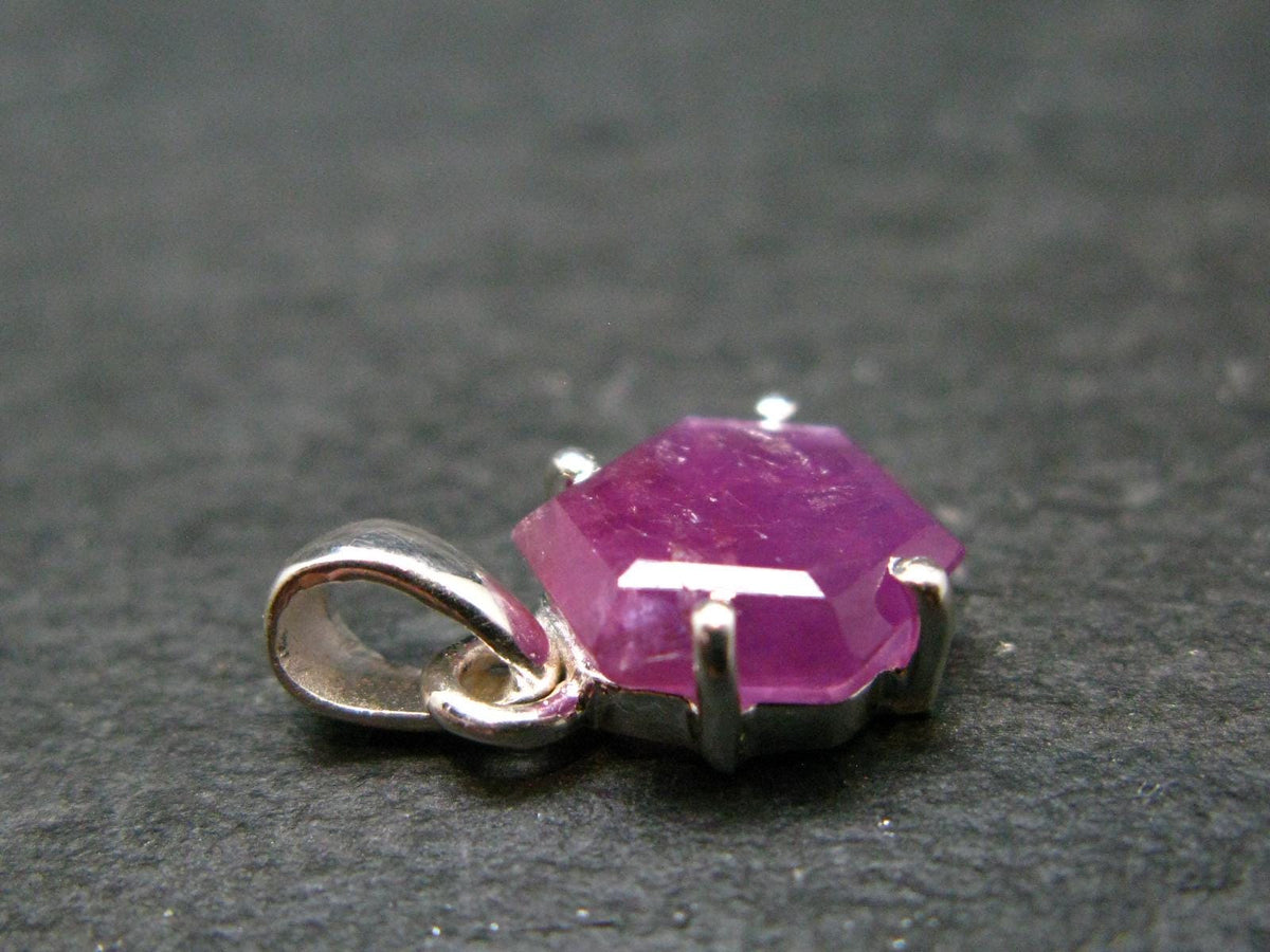 Ruby Crystal Silver Pendant from Africa - 0.6" - 1.47 Grams