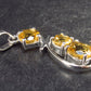 Three Genuine Faceted Golden Yellow Citrine Crystals 925 Silver Pendant From Brazil - 1.4" - 4.13 Grams