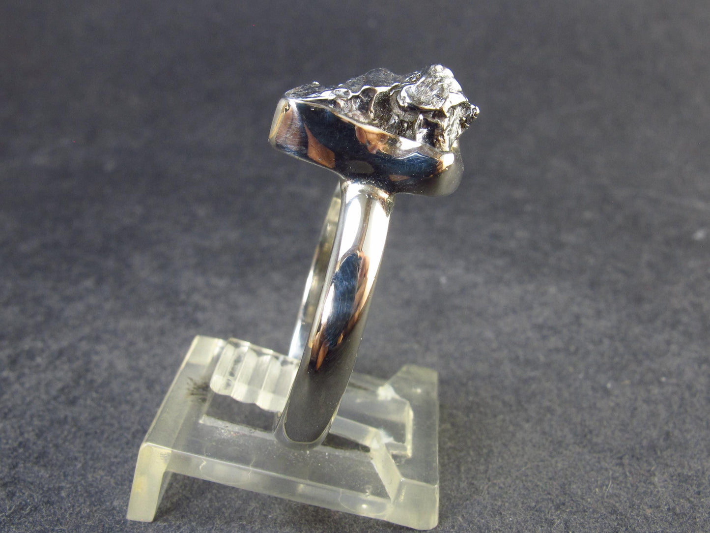 Large Meteorite Campo Del Cielo Sterling Silver Ring from Argentina - 4.56 Grams - Size 9.75