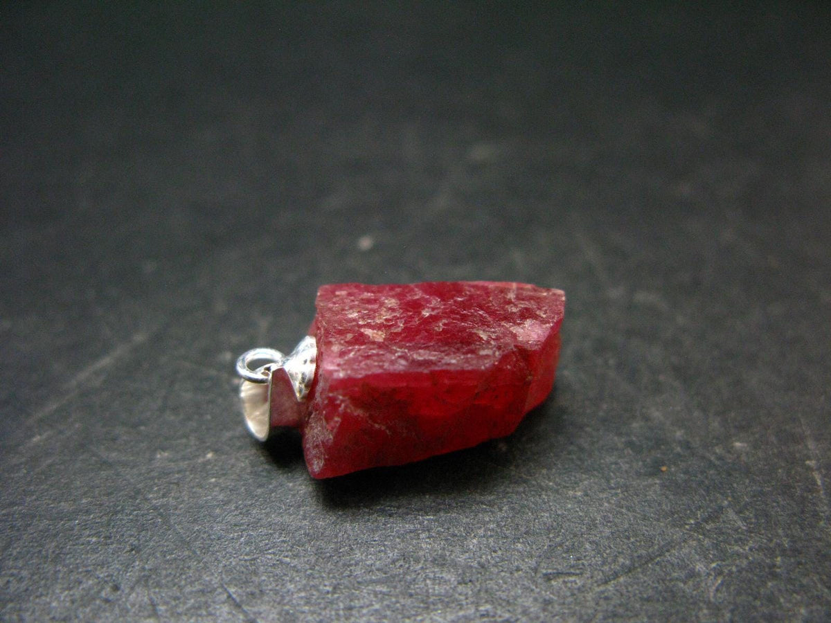 Rare Raw Rhodonite Silver Pendant From Brazil - 0.9" - 2.80 Grams