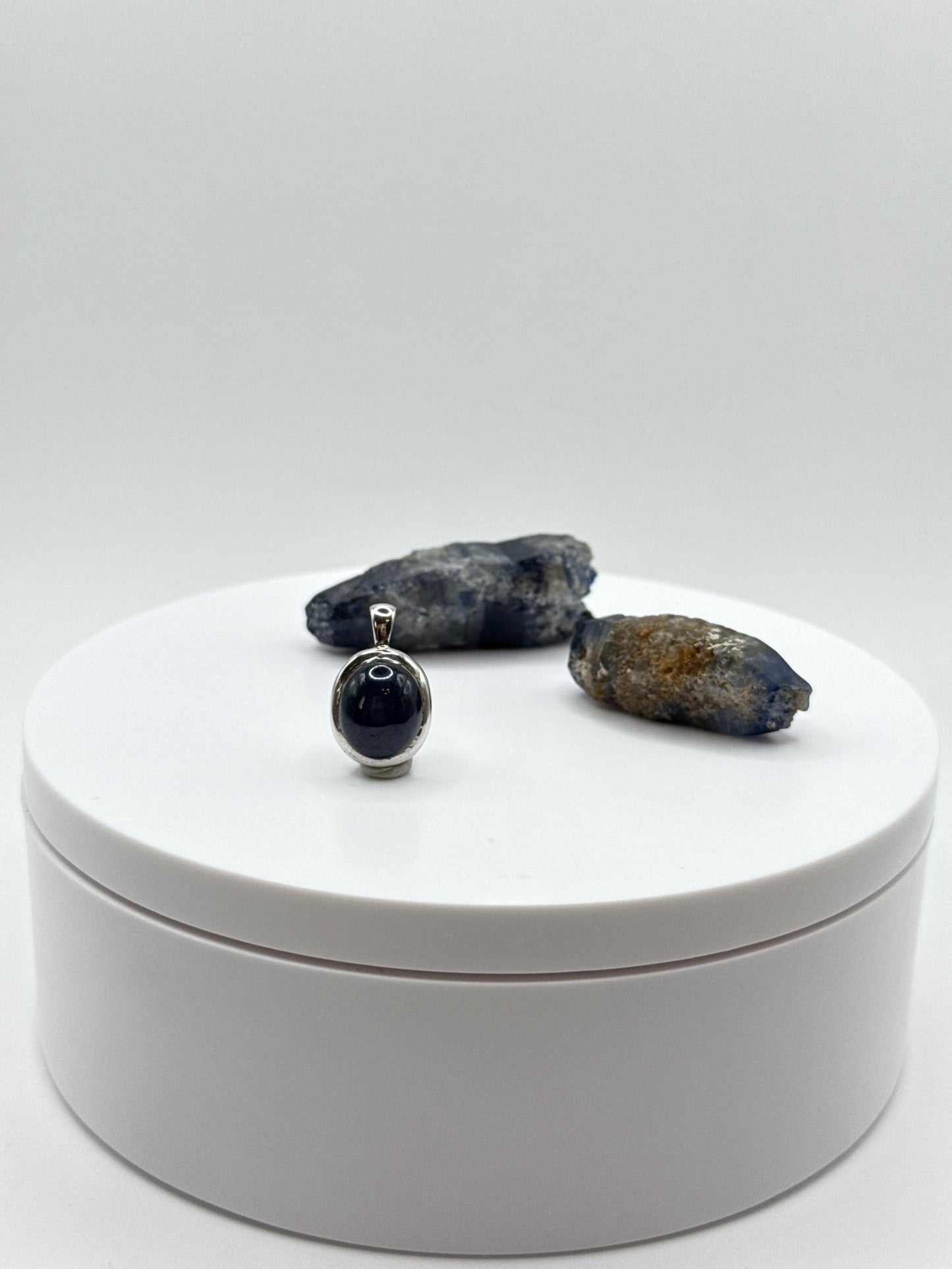 Oval Sapphire Pendant | Natural Blue Sapphire Cabochon Necklace | Sterling Silver Bezel Pendant | September Birthstone Jewelry - 3.64 g