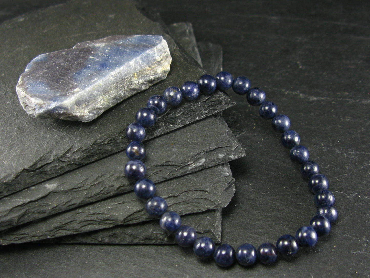 Blue Sapphire Genuine Bracelet ~ 7 Inches ~ 6mm Round Beads