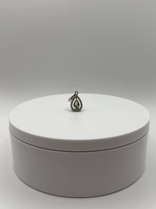 Teardrop Moldavite Necklace – Sterling Silver with Accents - 1.88 Grams