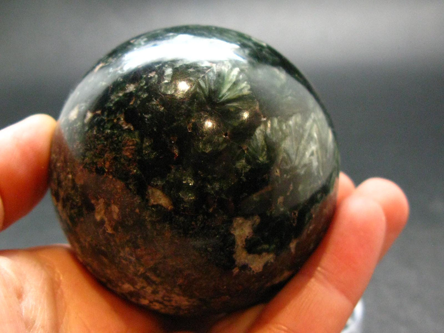 Nice Polished Seraphinite Clinochlore Sphere From Russia - 2.5"