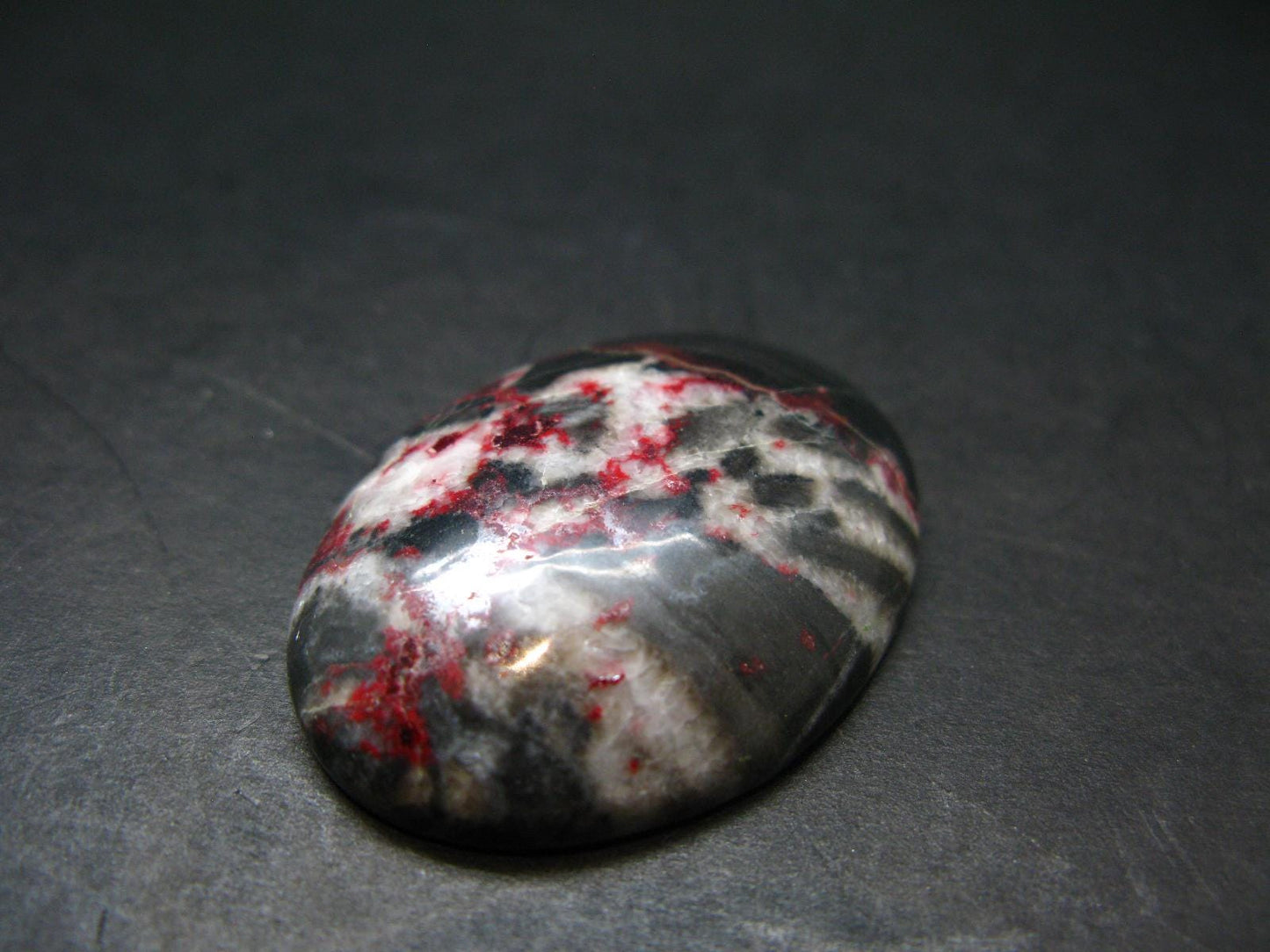 Cinnabar in Dolomite Cabochon from China - 18.54 Grams - 38 x 29 mm
