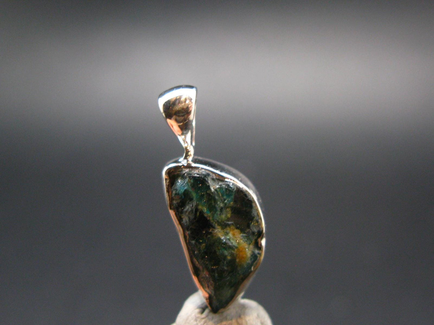 Blue Lazulite Silver Pendant From Pakistan - 0.8" - 2.0 Grams