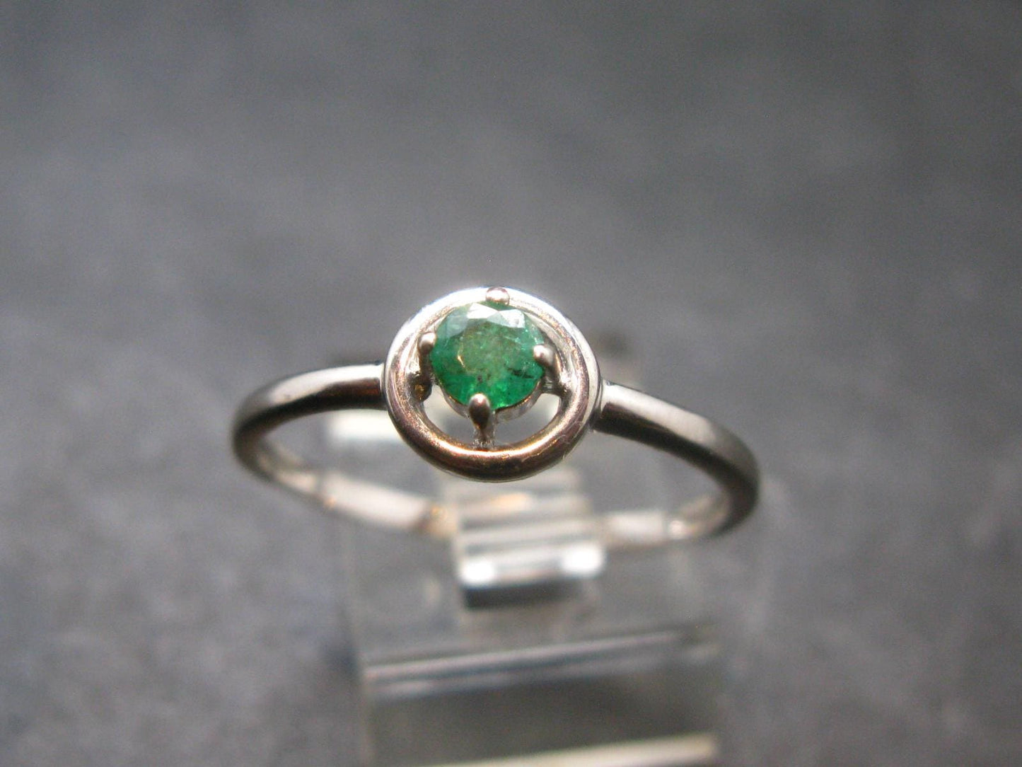 Emerald Crystal Silver Ring from Colombia - 1.50 Grams - Size 9