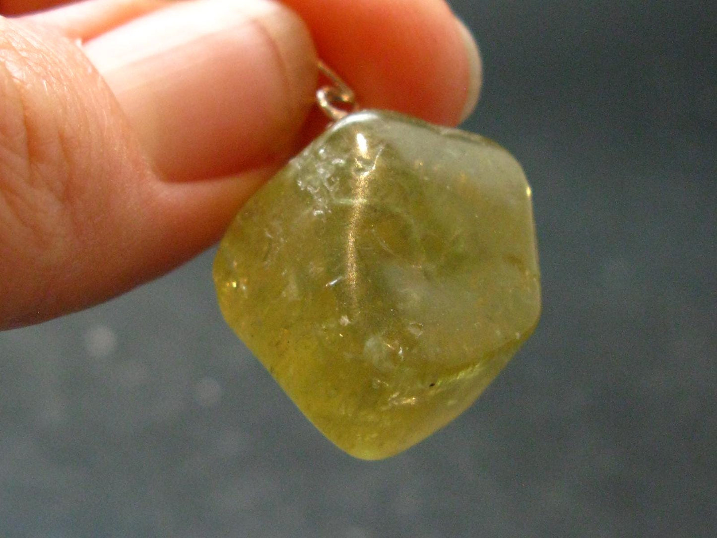 Large Gold Apatite Tumbled Pendant from Mexico - 9.32 Grams - 1.1"