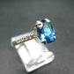 Natural Faceted Round Swiss Blue Topaz Crystal Sterling Silver Ring - 2.16 Grams - Size 7.75