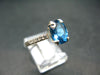 Natural Faceted Round Swiss Blue Topaz Crystal Sterling Silver Ring - 2.16 Grams - Size 7.75