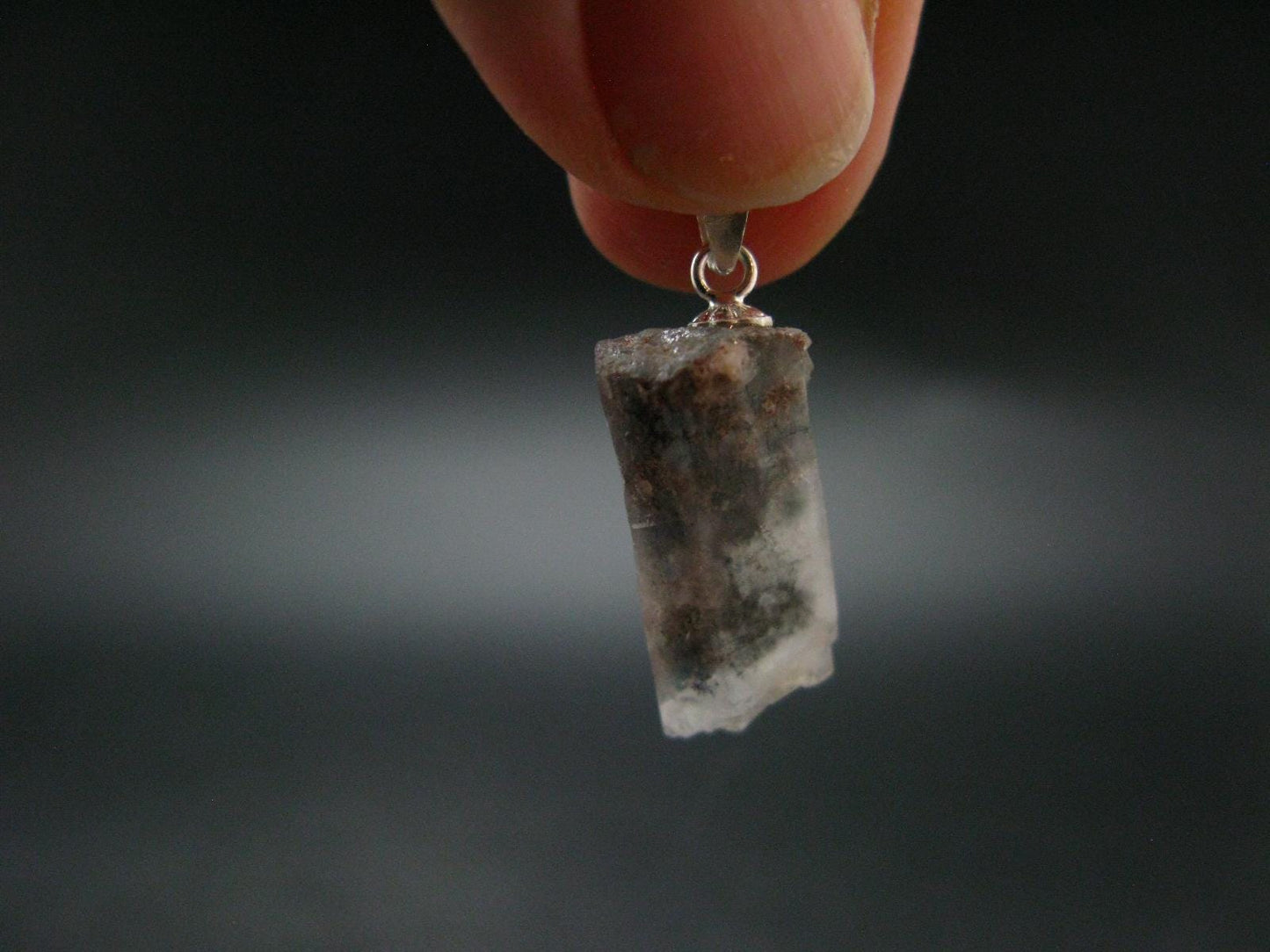Rare Papagoite In Terminated Quartz Crystal Silver Pendant from South Africa - 1.0" - 2.96 Grams