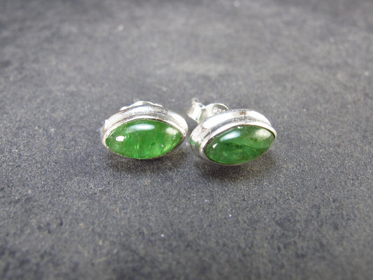 Tsavorite Gem Green Garnet Sterling Silver Earrings from Tanzania - 1.98 Grams