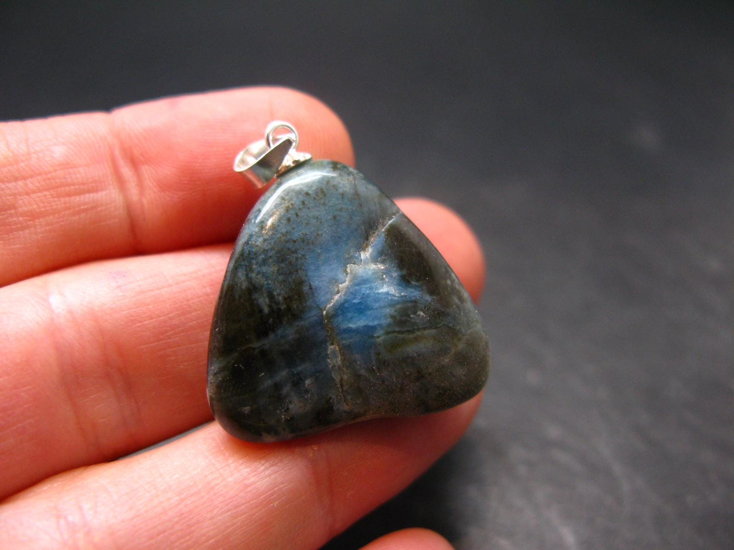 Very Rare Dianite (Blue Jade) Silver Pendant From Russia - 1.1"