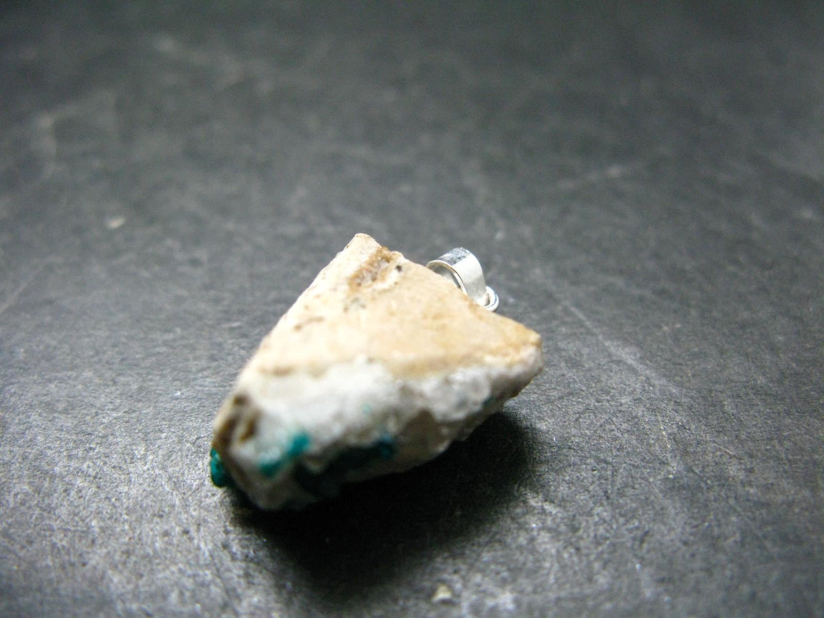 Dark Green Sparkling Gemmy Dioptase Silver Pendant from Kazakhstan - 0.9" - 3.55 Grams