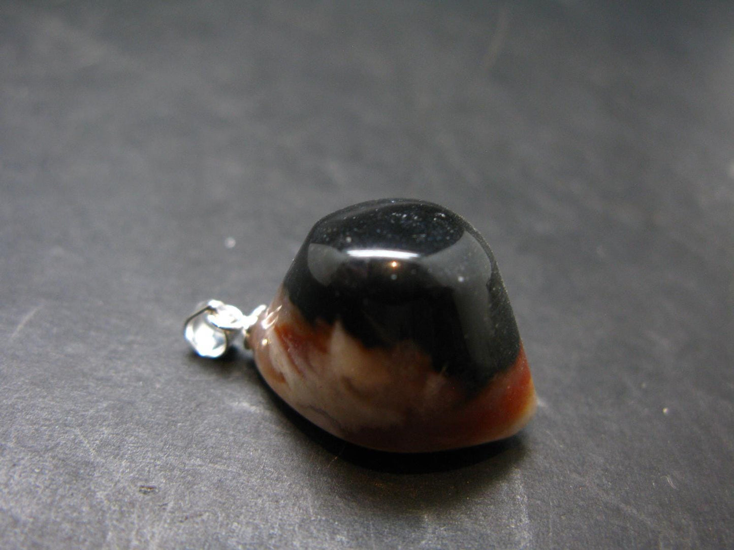 Agate Shiva Eye Silver Pendant from India - 1.1" - 7.70 Grams