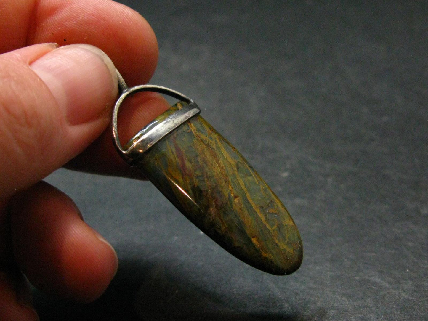 Natural Pietersite Polished Silver Pendant from Namibia - 1.7" - 5.41 Grams