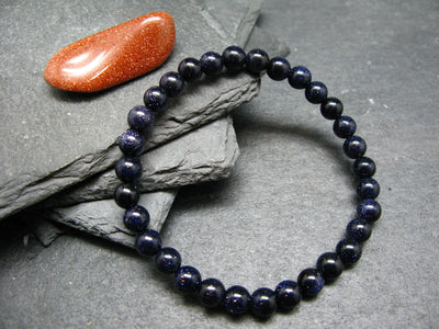 Blue Goldstone Genuine Bracelet ~ 7 Inches ~ 6mm Round Beads