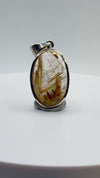 Natural Rutilated Quartz Pendant – Golden Needle Crystal in Sterling Silver