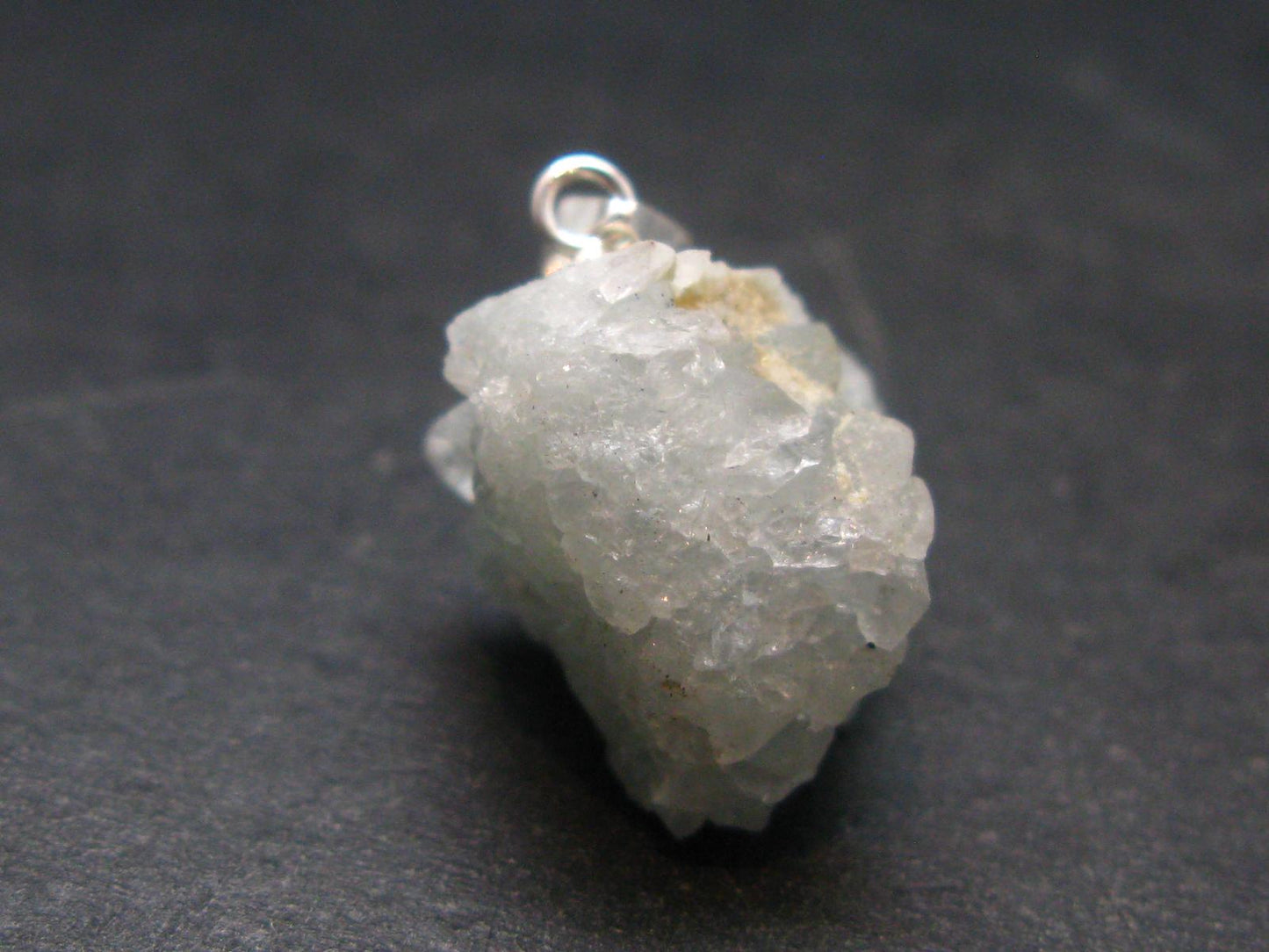 Rare Raw Blue Euclase Gem Crystal Silver Pendant from Brazil - 0.8" - 3.86 Grams