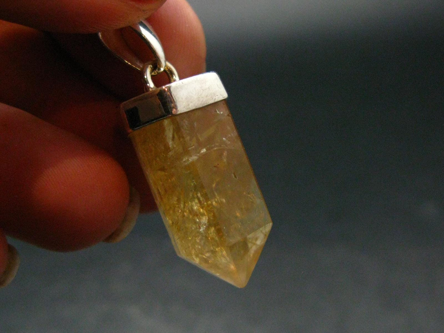 Yellow Citrine Sterling Silver Pendant from Brazil - 1.4" - 7.12 Grams