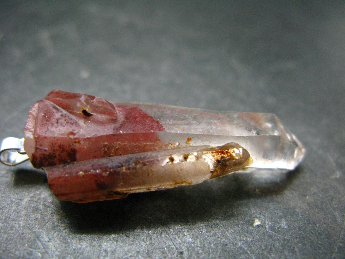 Phantom Hematite in Quartz Crystal Pendant From India - 1.7" - 7.20 Grams