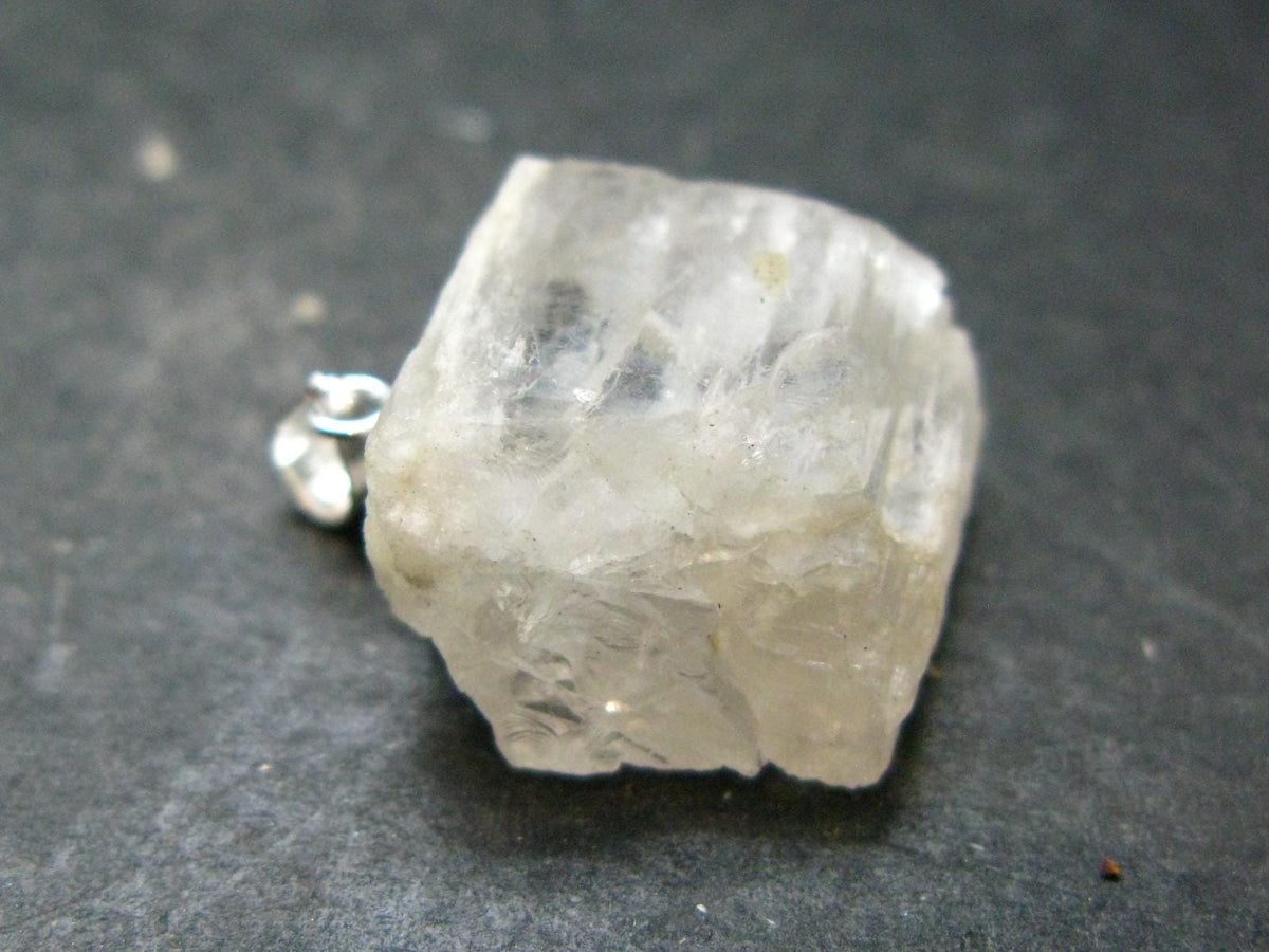 Clear Petalite Crystal Silver Pendant from Brazil - 0.9" - 4.49 Grams