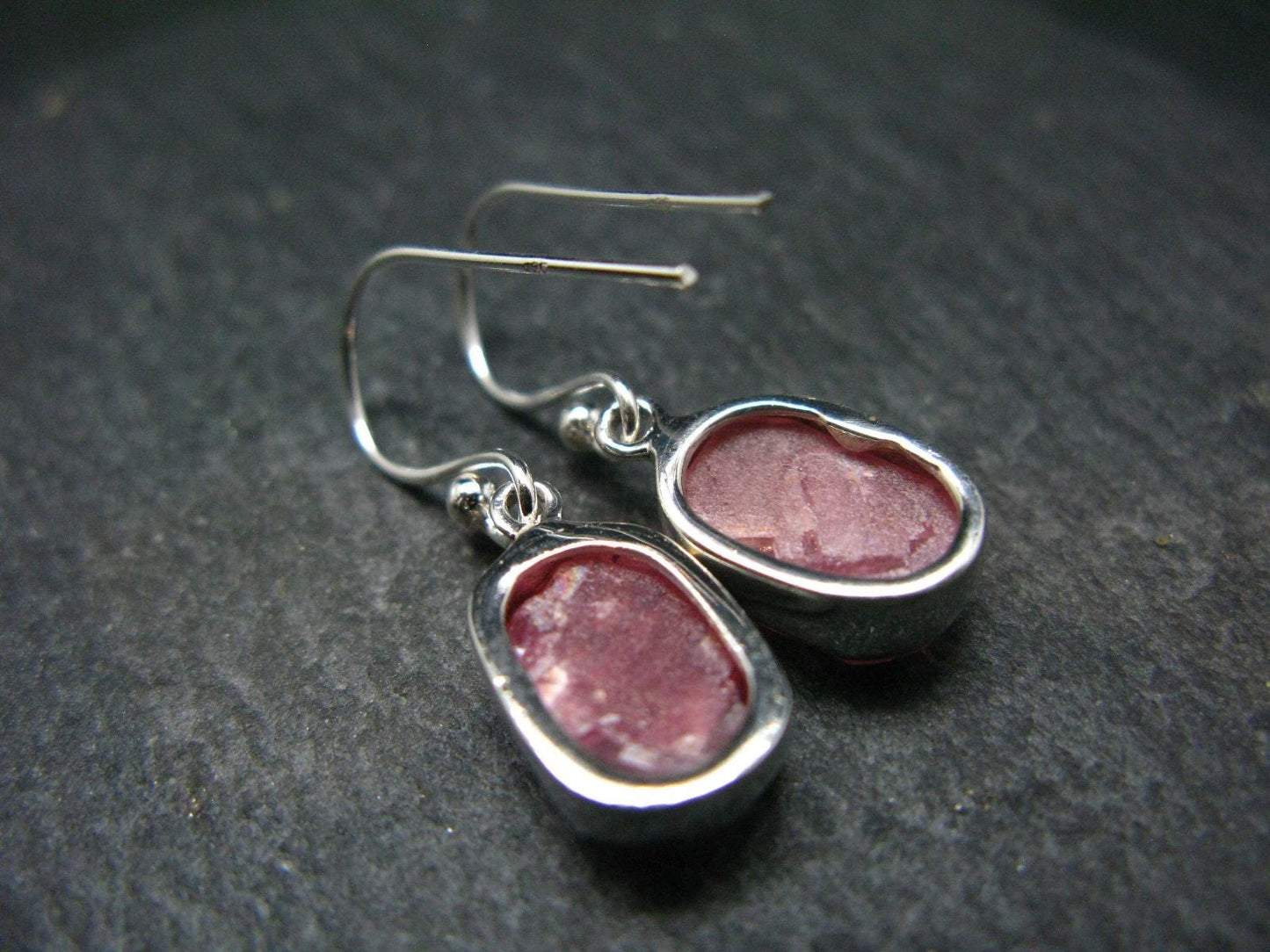 Rhodochrosite Silver Earrings From Alma Colorado - 1.1" - 3.72 Grams