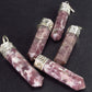 Lot of 5 Natural Lilac Lepidolite Mica Pencil Point Pendants From Brazil
