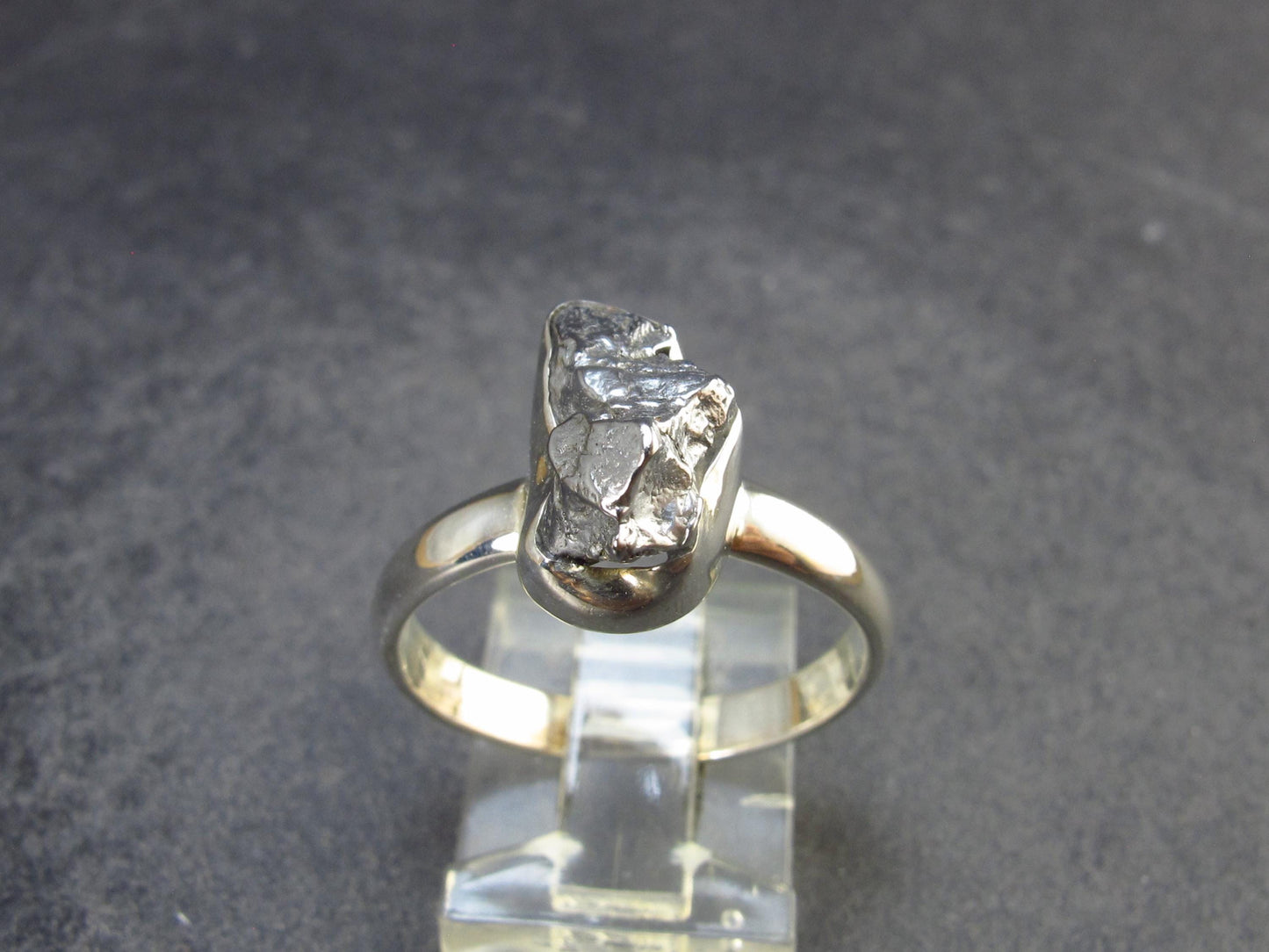 Large Meteorite Campo Del Cielo Sterling Silver Ring from Argentina - 4.56 Grams - Size 9.75