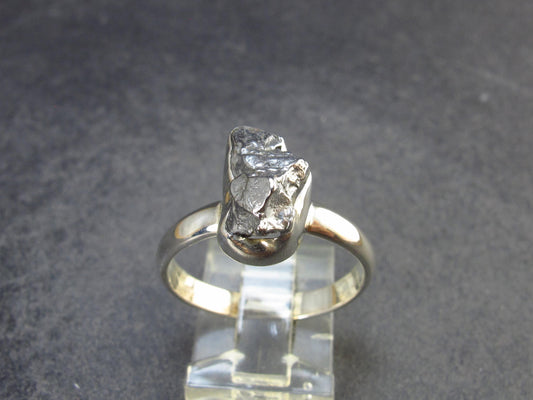 Large Meteorite Campo Del Cielo Sterling Silver Ring from Argentina - 4.56 Grams - Size 9.75