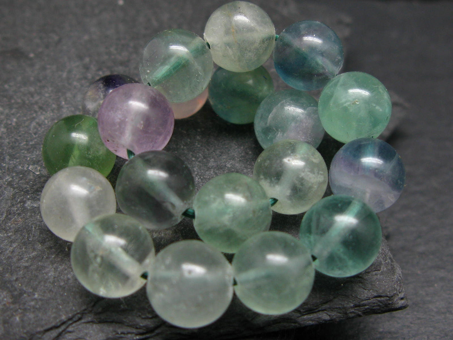 Fluorite Genuine Bracelet ~ 7 Inches ~ 10mm Round Beads