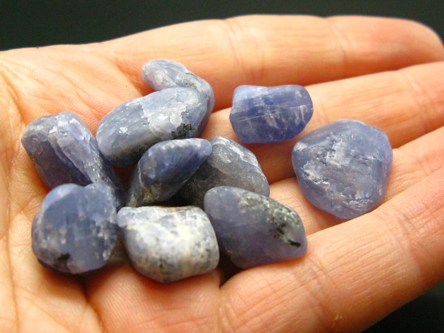 Lot of 10 Gem Tanzanite Zoisite Tumbled Pieces From Tanzania - 24.67 Grams