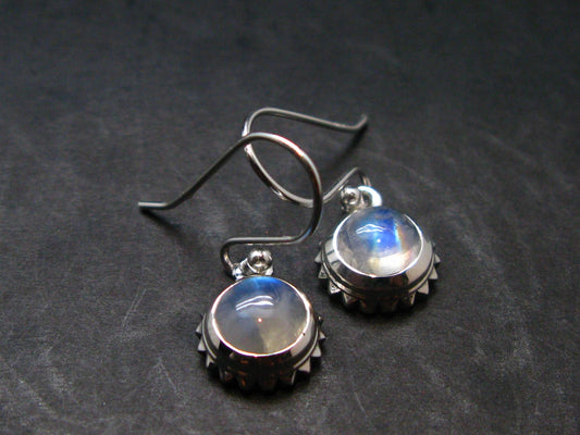 Natural Moonstone 925 Sterling Earrings - 1.0" - 3.04 Grams