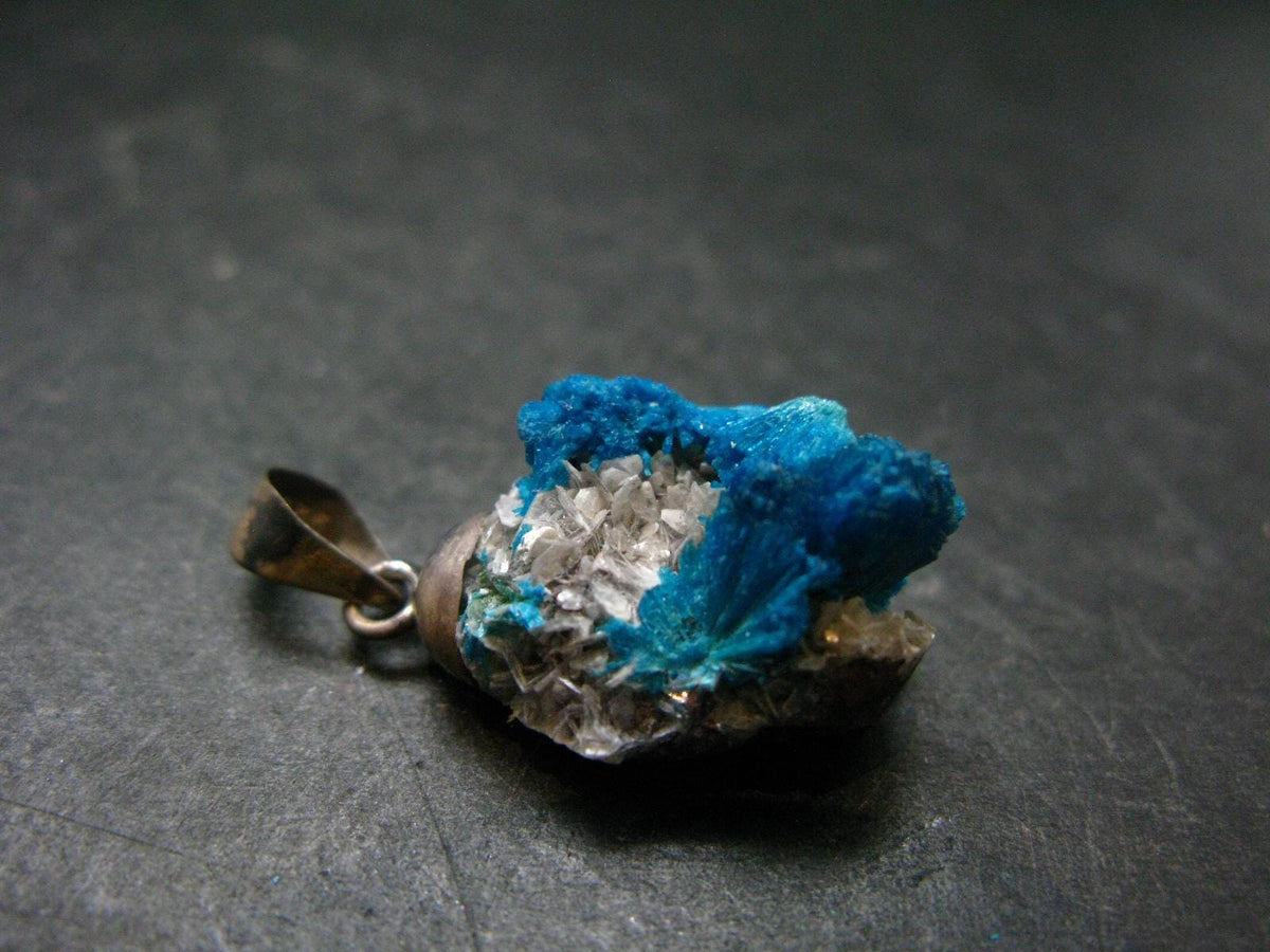Cavansite Crystal Pendant In Sterling Silver From India - 1.3" - 4.42 Grams