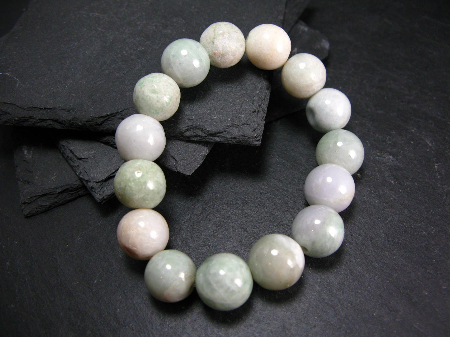 Jade Jadeite Genuine Bracelet ~ 7 Inches ~ 13mm Round Beads