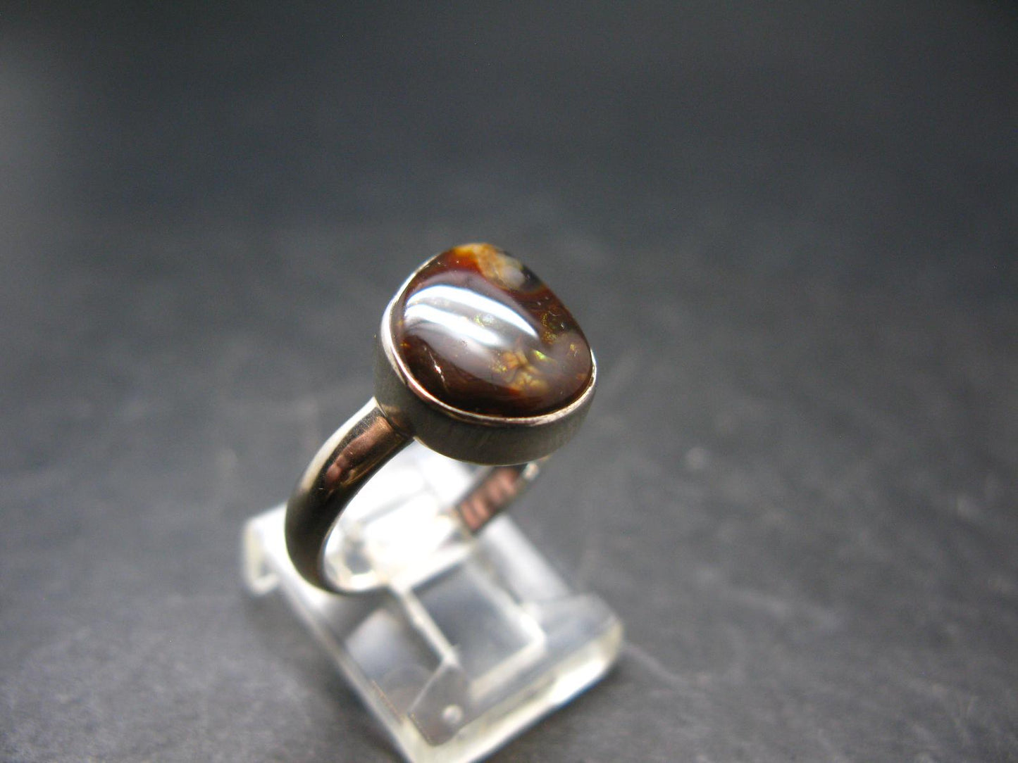 Fire Agate Ring From Mexico - Size 7 - 3.7 Grams