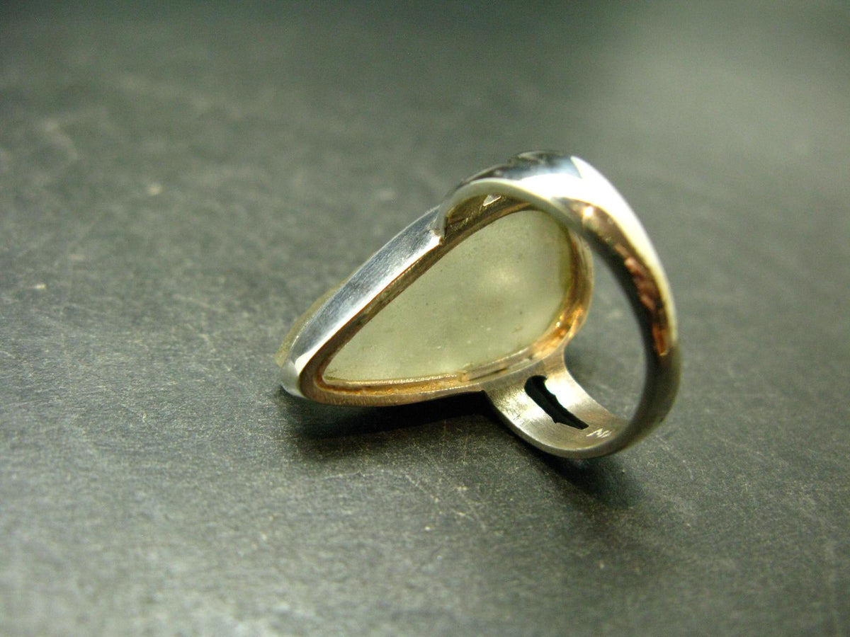Natural Gem Raw Libyan Desert Glass Tektite Sterling Silver Ring from Libya - Size 6 - 7.65 Grams