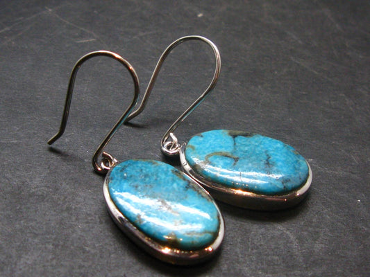Nice Raw Natural Turquoise Sterling Silver Earrings from Mexico - 9.24 Grams