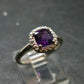 Siberian Amethyst!! Natural Faceted Rich Purple Amethyst 925 Silver Ring with CZ - 2.21 Grams - Size 6