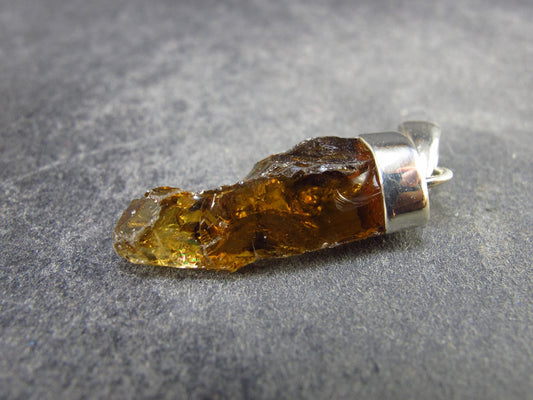 Natural Unheated Citrine Sterling Silver Pendant from Zambia - 1.3" - 2.56 Grams