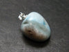 Rare Blue Larimar Pectolite Silver Pendant From Dominican Republic - 1.1" - 7.63 Grams