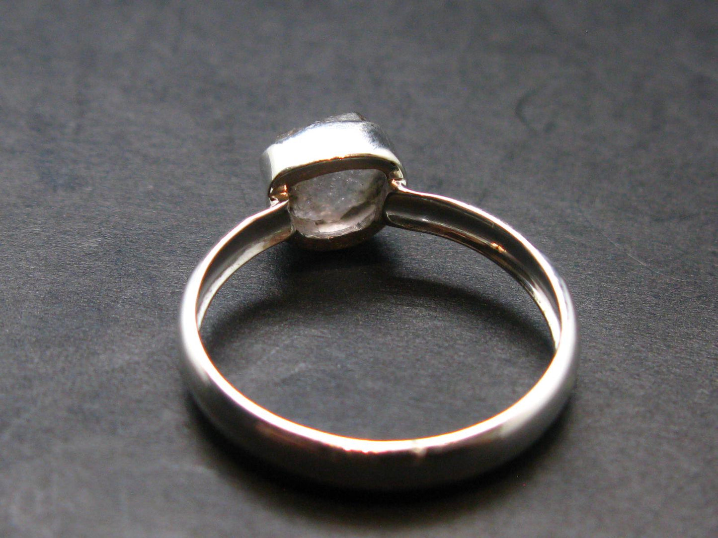 Gray Herderite Silver Ring from Africa - Size 8 - 1.94 Grams