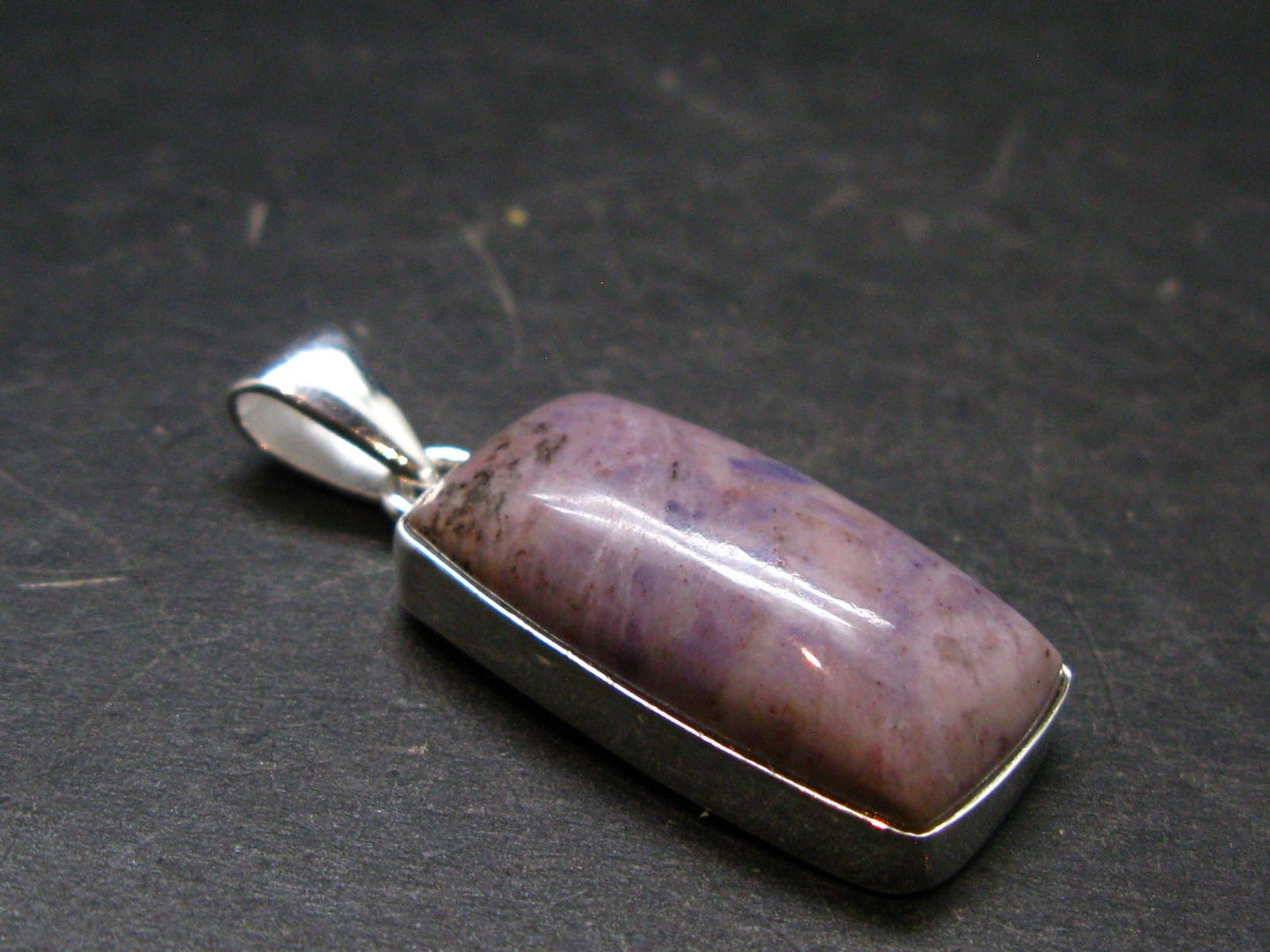 Purple Jade Silver Plated Pendant From Turkey - 1.5" - 6.01 Grams