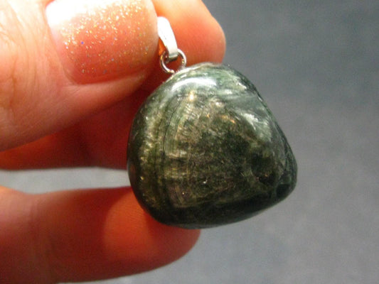 Seraphinite Clinochlore Silver Pendant From Russia - 1.1''