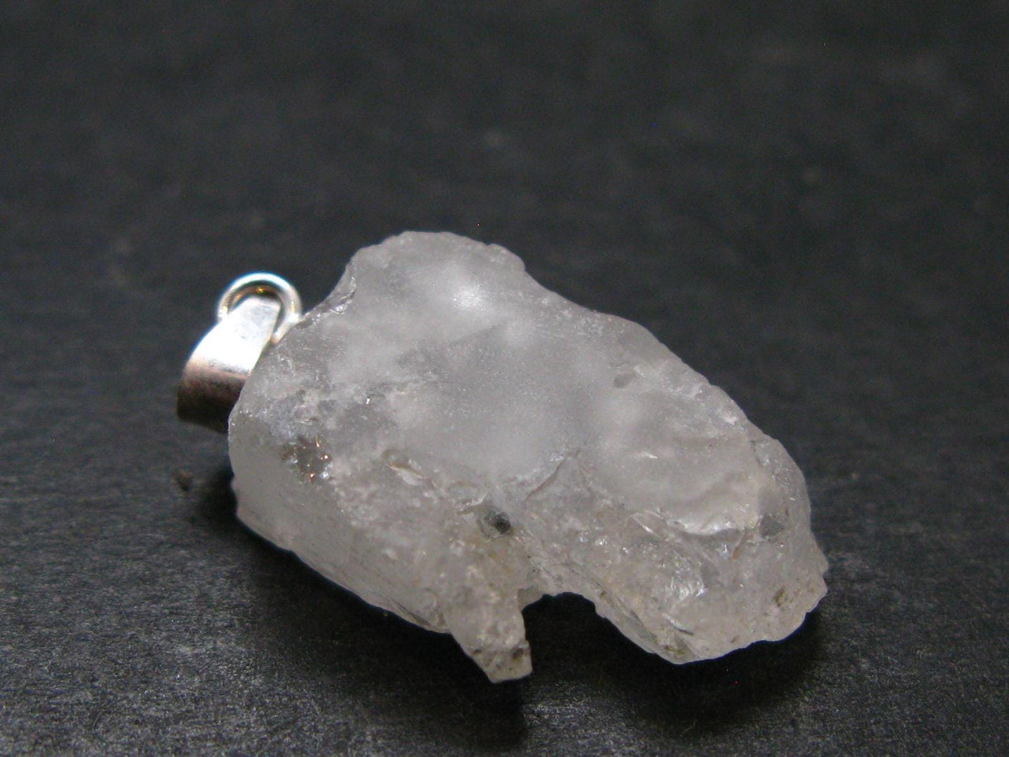 Gem Pollucite Polucite Crystal Silver Pendant from Pakistan - 1.0" - 2.83 Grams