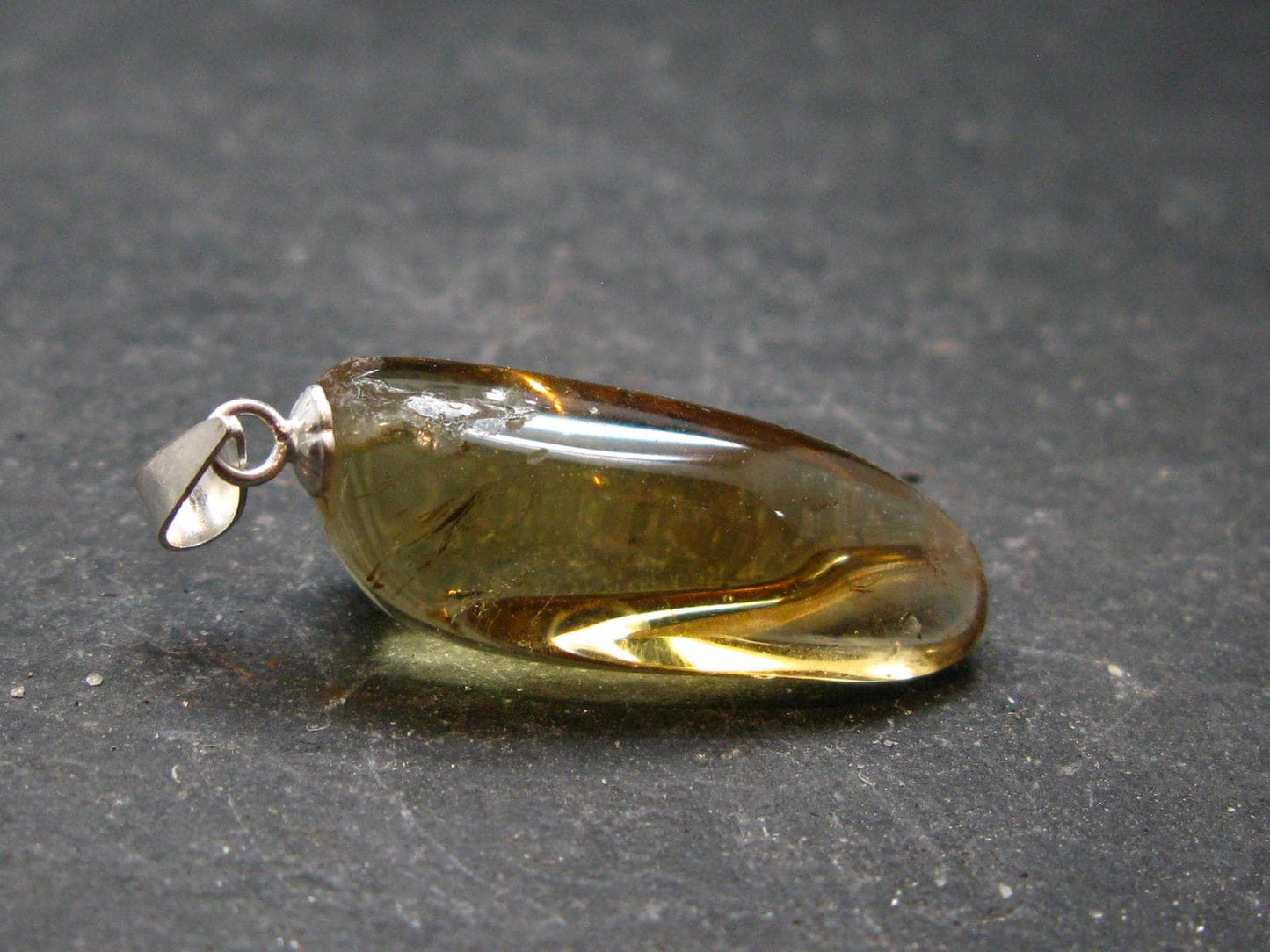 Natural Unheated Citrine Sterling Silver Pendant from Zambia - 1.2" - 3.09 Grams