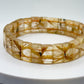 Golden Rutilated Quartz Tile Bracelet – Natural Gemstone Stretch Jewelry