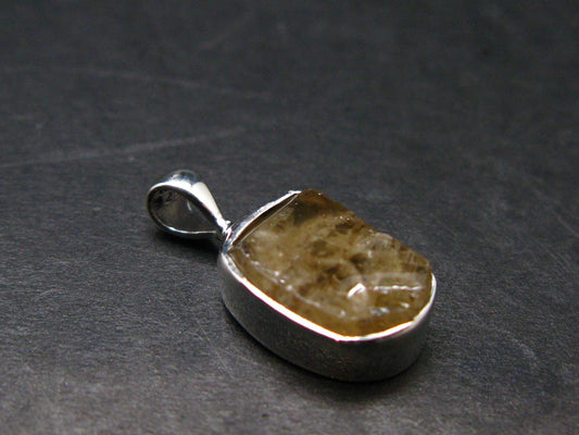 Large Natural Agni Gold Danburite Sterling Silver Pendant from Tanzania - 0.7" - 1.35 Grams