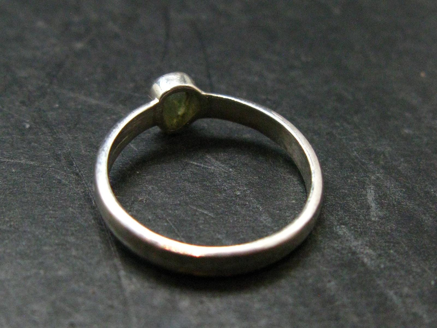 Cute Gem Moldavite Sterling Silver Ring From Czech Republic - Size 5.5 - 1.6 Grams