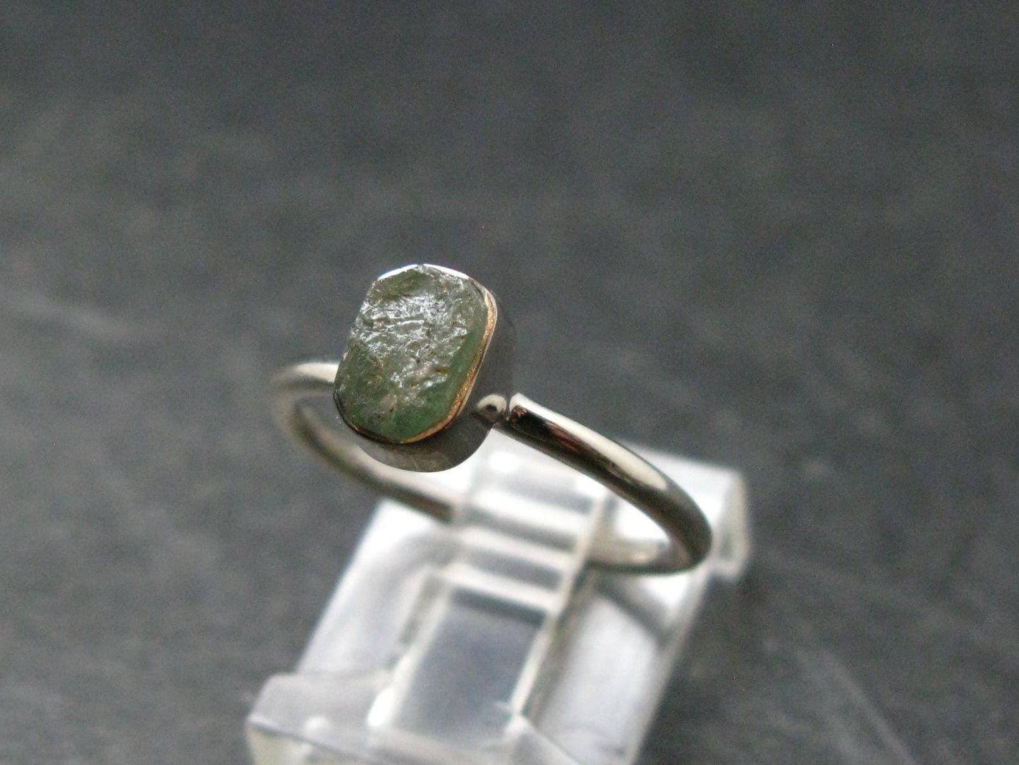 Gem Green Kornerupine Silver Ring From Tanzania - 1.92 Grams - size 6